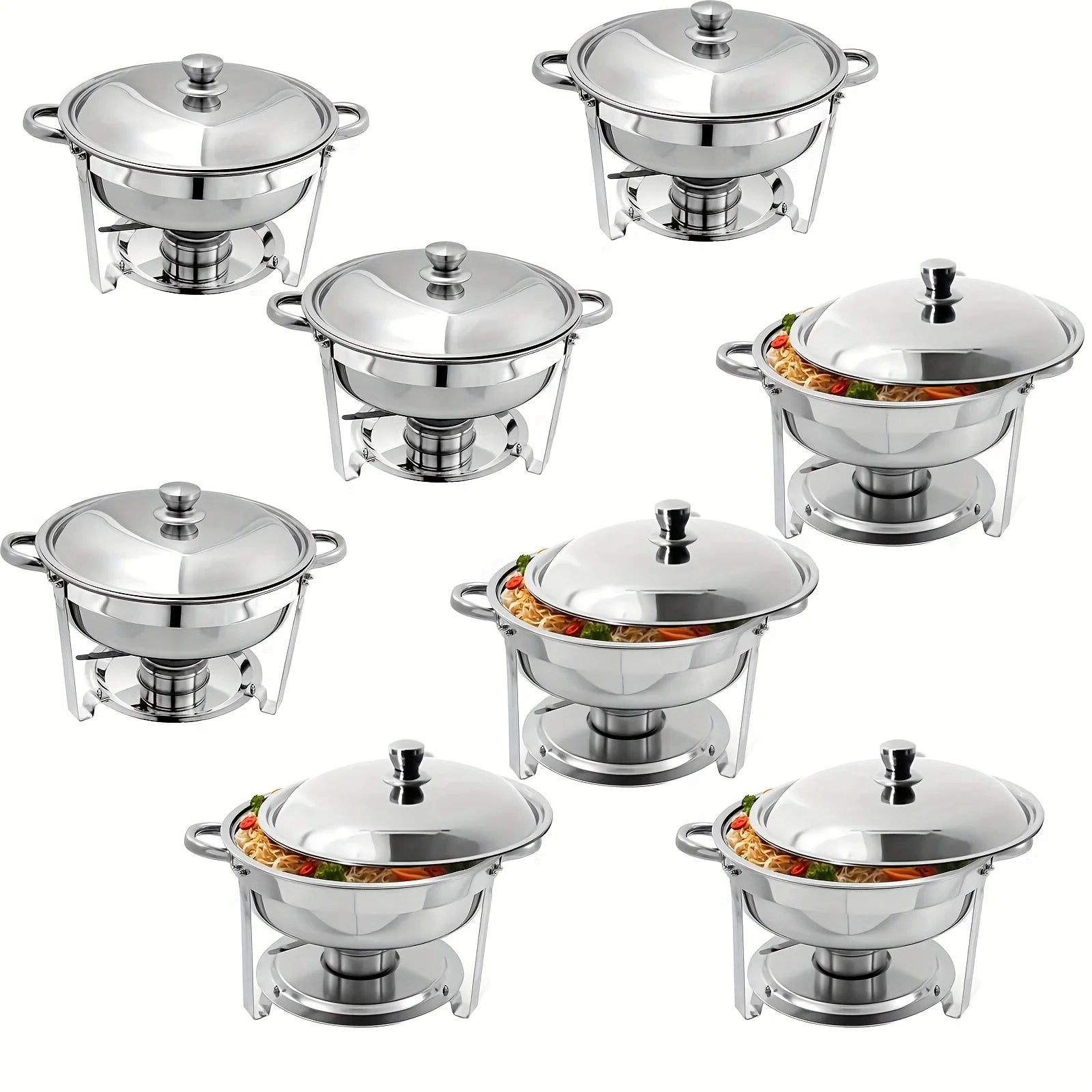 1/2/4/6/8 Packs 5-Qt Stainless Steel Chafing Dish Buffet Set Food Water Trays Buffet Warmers erving Utensils for Dinner Parties