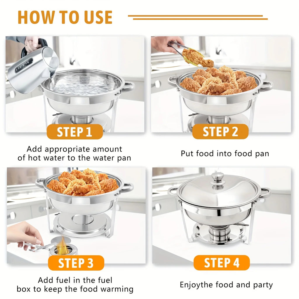 1/2/4/6/8 Packs 5-Qt Stainless Steel Chafing Dish Buffet Set Food Water Trays Buffet Warmers erving Utensils for Dinner Parties