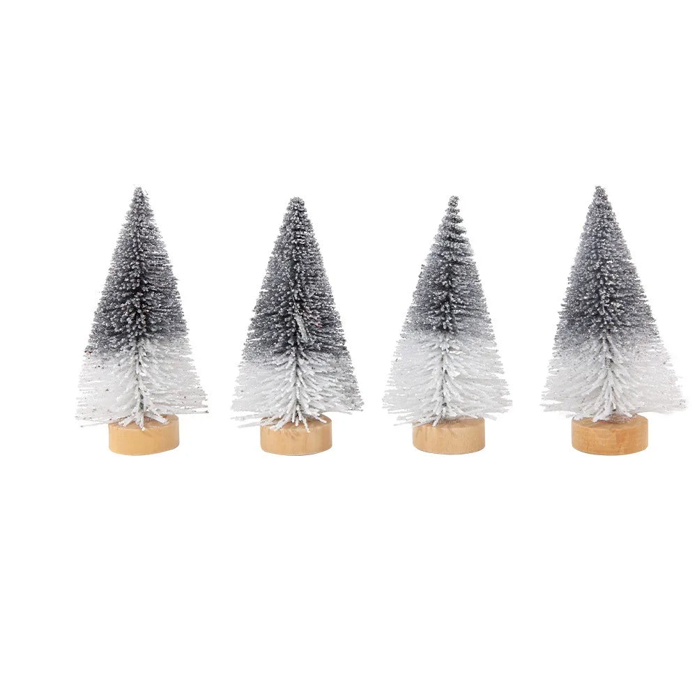4pcs 10CM Mini Christmas Tree Plastic Gradient Christmas Small Cedar Colorful Lifelike Artificial Xmas Pine Tree Party Favors