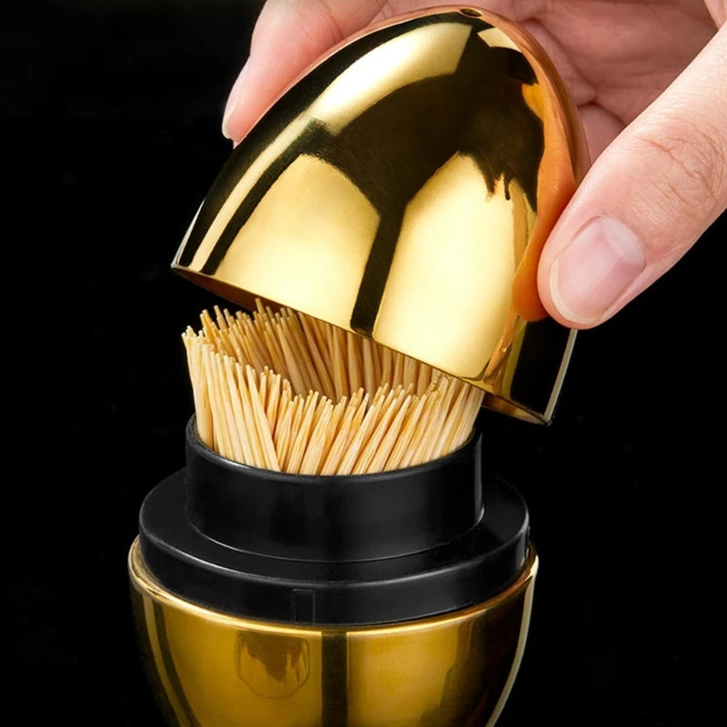 Eggs Shaped Toothpick Holder 304 Stainless Steel Toothpicks Storage Container Restaurant Toothpick Dispenser Box D2RD