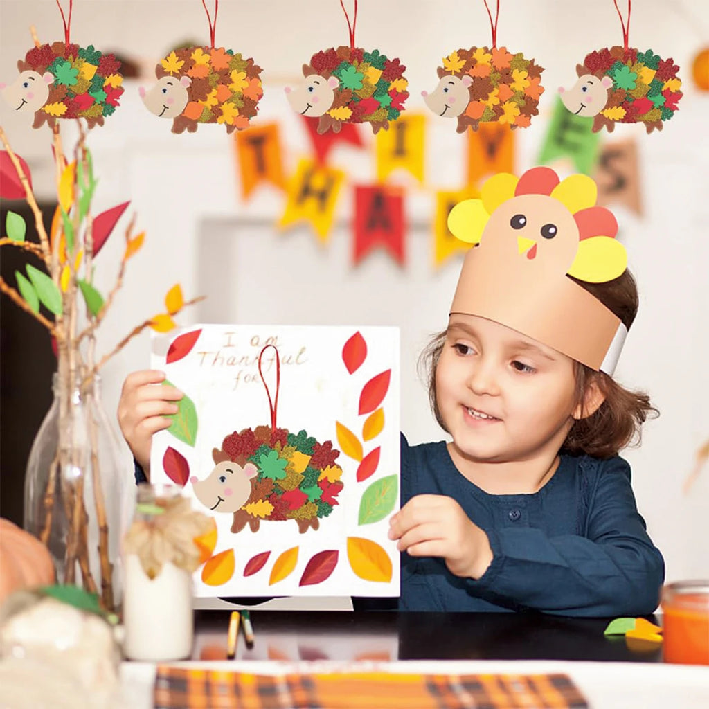 Felt Maple Leaf Hedgehog DIY Pendant Birthday Party Decorations Kids Favors Gift Cartoon Hedgehog Craft Set Baby Shower Supplies