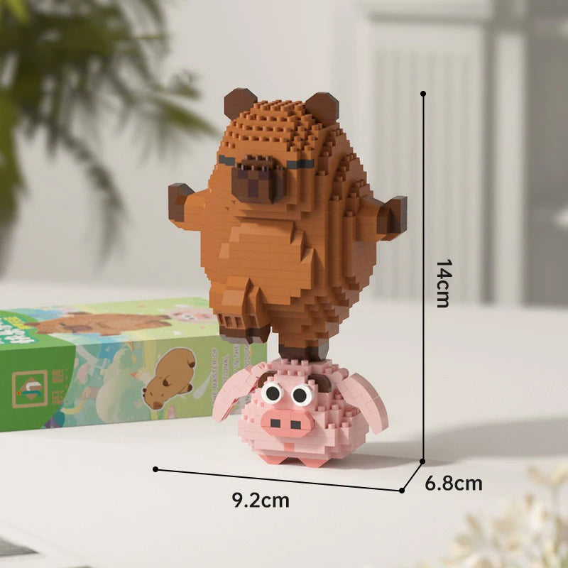 Lovely Cartoon Animals Nanobricks Capybara Micro Diamond Block Construction Model Building Bricks Educational Toys For Kids Gift
