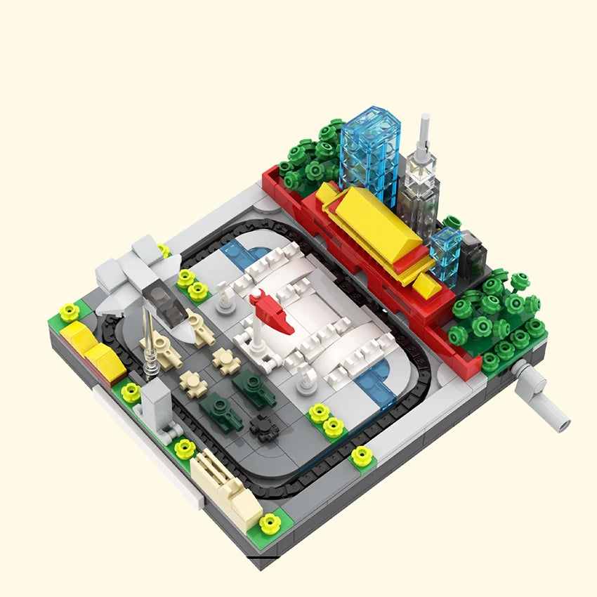 MOC building blocks hand-cranked train track building blocks model train building blocks assembled boys and girls toys ornaments