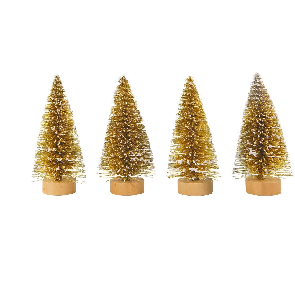 4pcs 10CM Mini Christmas Tree Plastic Gradient Christmas Small Cedar Colorful Lifelike Artificial Xmas Pine Tree Party Favors