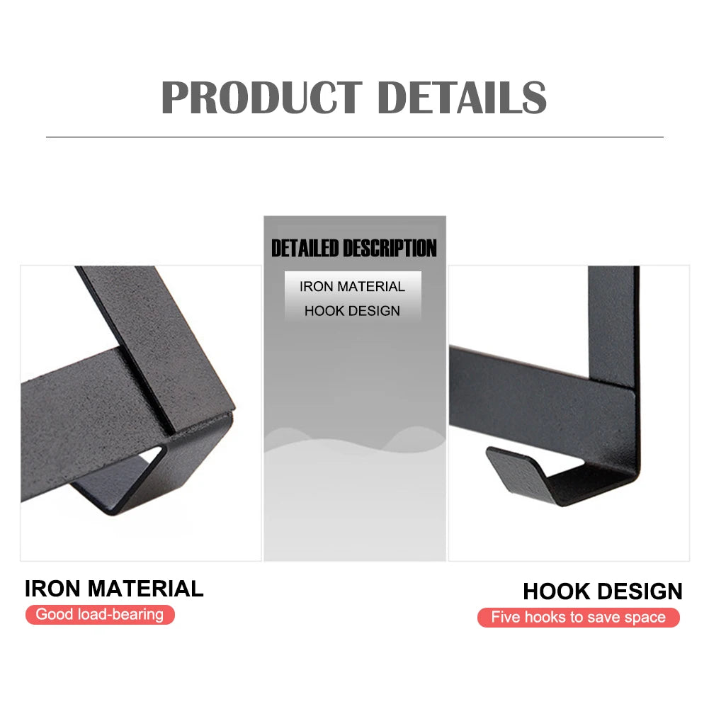 Hooks Over The Door 5 Hooks Home Bathroom Organizer Rack Clothes Coat Hat Towel Hanger New Bathroom Kitchen Accessories Holder