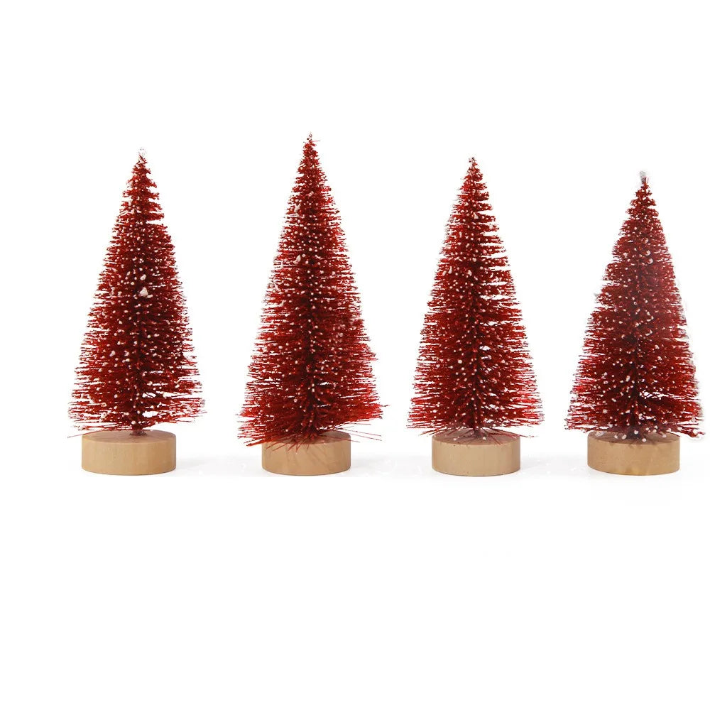 4pcs 10CM Mini Christmas Tree Plastic Gradient Christmas Small Cedar Colorful Lifelike Artificial Xmas Pine Tree Party Favors