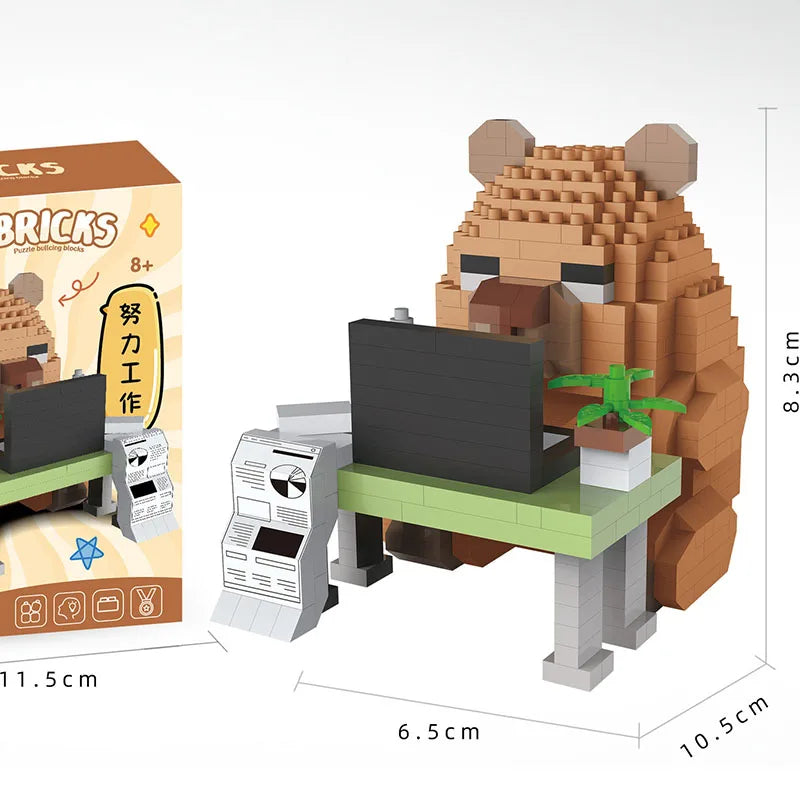 Capybara Small Building Block Animations and Cartoon Assembly Action Models To Decorate Car Toys As Surprise Gifts for Friends
