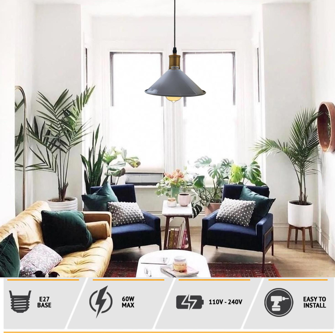 Vintage Industrial Pendant Light_Metal Shade Lamp~1420-4